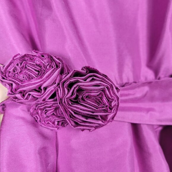 NWT Ann Taylor Women's Celebrations Silk Dupioni Purple Belted Dress Size 14 - Picture 3 of 16